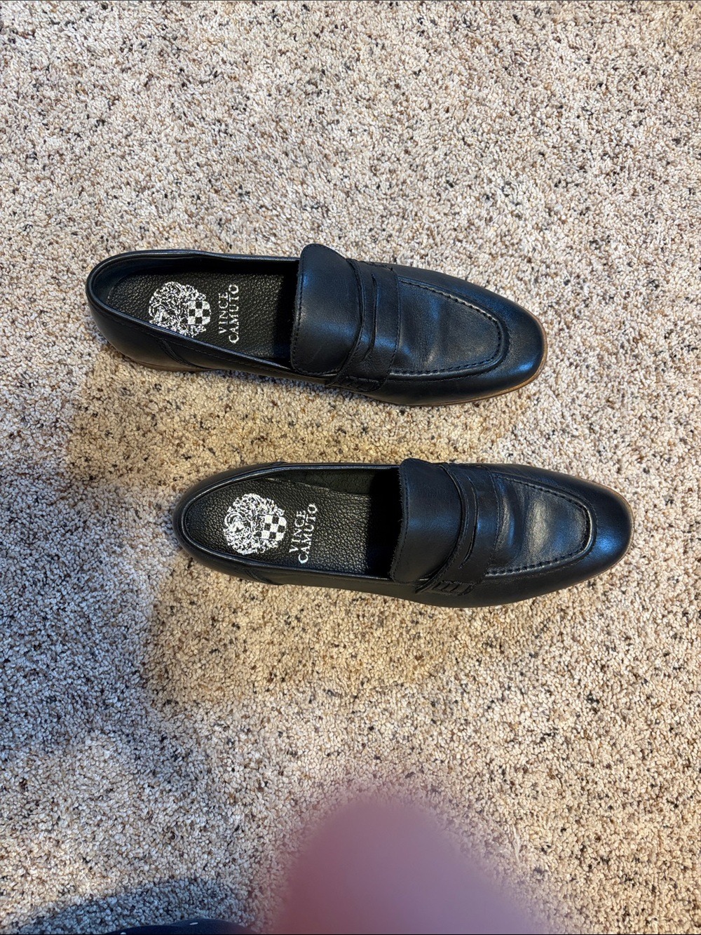 Vince Camuto Black Leather Penny Loafers
